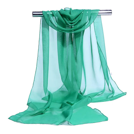 Korean Solid Color Transparent Chiffon Silk Scarf Summer Beach Towel Sunscreen Shawl Women Wedding Evening Party Dress Scarf R21