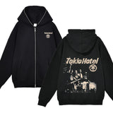 Tokio Hotel Full Zipper Hoodies Kaulitz Print Zip Up Jacket Fleece Hooded Sweatshirts Men Women Hip Hop Streetwear Y2K Cardigan