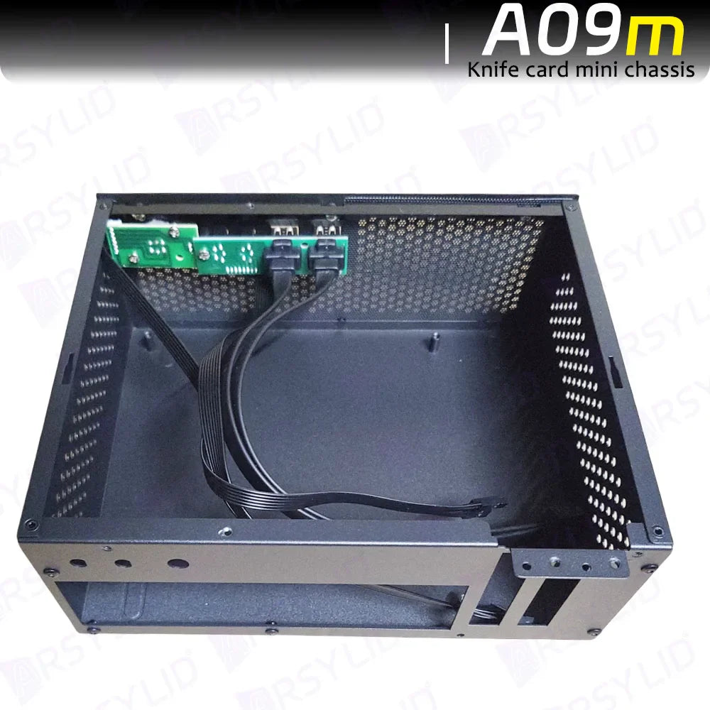 A09m 3.8L ITX Chassis Knife Card A4 HTPC Portable Computer PC Support PCIe 2.5' SSD Drive Mini IPC Flex PSU Case