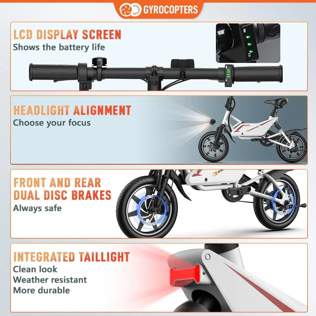 Electric Bike for Adults Folding City Ebike | 350W Brushless Motor | 14-inch Tires E-bike Speed up to 25kmph 36V Battery