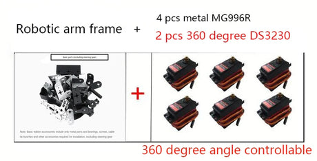 6 DOF Robotic Arm with MG996 180/360 Degree Rotating Base for Arduino Arm Robotics Kit Educational DIY Kits Programmable Robot