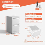 IKIMI 2 Drawer File Cabinet,White Metal Filing Cabinets for Home Office,Vertical File Cabinet with Lock