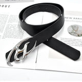 Y2k Leather Women's Belt Fashion Geometric Flame Buckle Jeans Black Waist Belt Vintage Female Waistband Men Belts Accessories