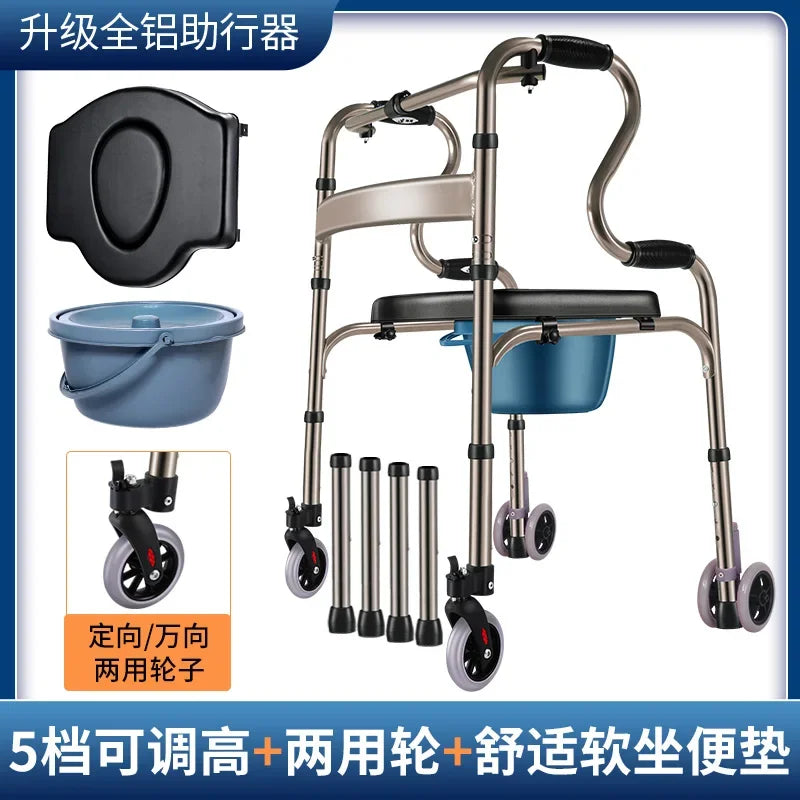 Four-Legged Aluminum Alloy Crutches for Elderly Anti-Skid Mobility Aids Durable Walking Stick for Fracture Support