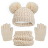 Imitation Cashmere Winter Baby Hat Gloves Scarf Set Fleece Warmer Scarves Thick Knitting Hats Boy Girl Cute Pompom Kids Beanie