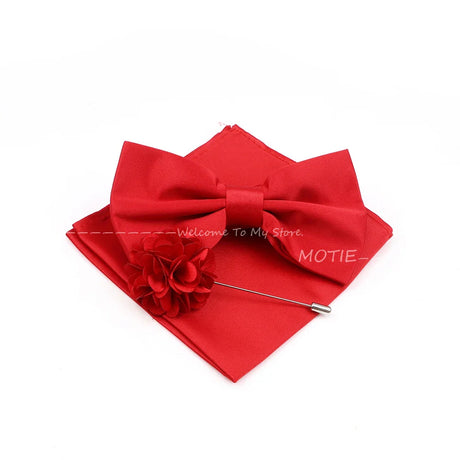 New Colorful Bowties Handkerchiefs Cufflinks Set Polyester Brooches For Men's Business Wedding Party Suit Dress Accessories Gift