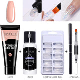 LILYCUTE Nail Extension Gel Set 15ml French Quick Prolong Finger Extend Mold Manicure Kit Long Lasting Construction Crystal Gel