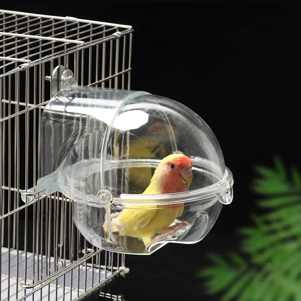 Parrot Bath Tub Bird Shower Box Transparent Bathing Tub External Bath Device Cage Accessories Bird Supplies Bird Bath For Cage