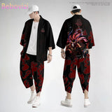 Two-piece Suit Plus Size S-6XL Loose Japanese Cardigan Women Men Cosplay Yukata Clothing Harajuku Samurai Kimono + Pants Sets