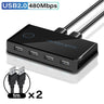 USB 3.0 KVM Switch USB Shared Switcher 2 Inputs 4 Outputs for Laptop PC Keyboard Mouse Printer USB Switch Controller Hub Adapter