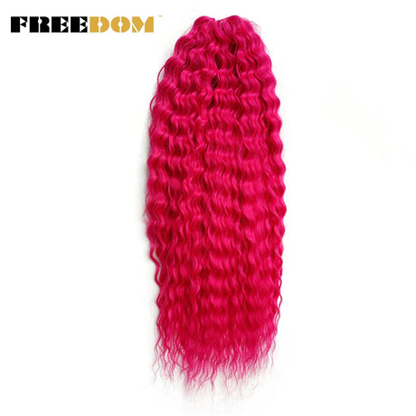 FREEDOM Synthetic Curly Hair 24 Inch Water Wave Twist Crochet Braid Hair Ombre Pink Ginger Deep Wave Braiding Hair Extension