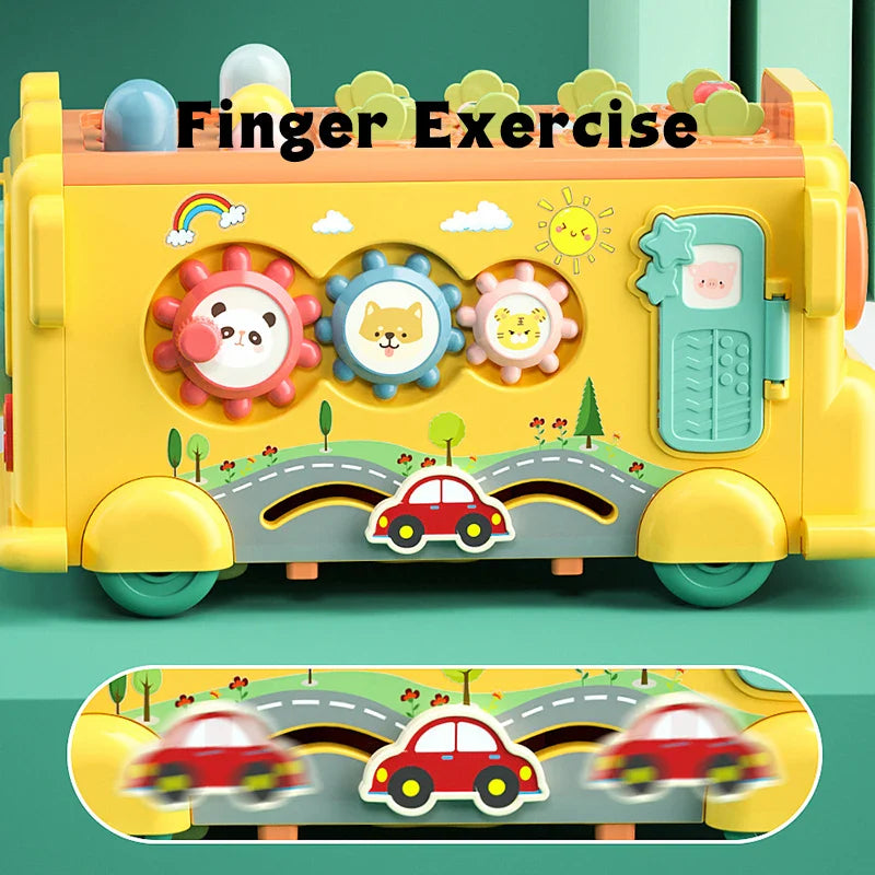 Baby Montessori Toys Whac-a-Mole Fishing Maze Puzzle Hammer Game Music Multifunctional Kids Bus Storage Box Educational Toys
