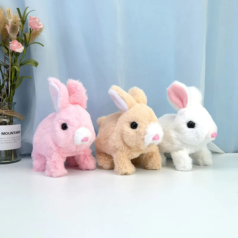 Electronic Plush Rabbit Toy Robot Bunny Walking Jumping Running Animal Shake Ears Cute Electric Pet for Kids Birthday Gifts