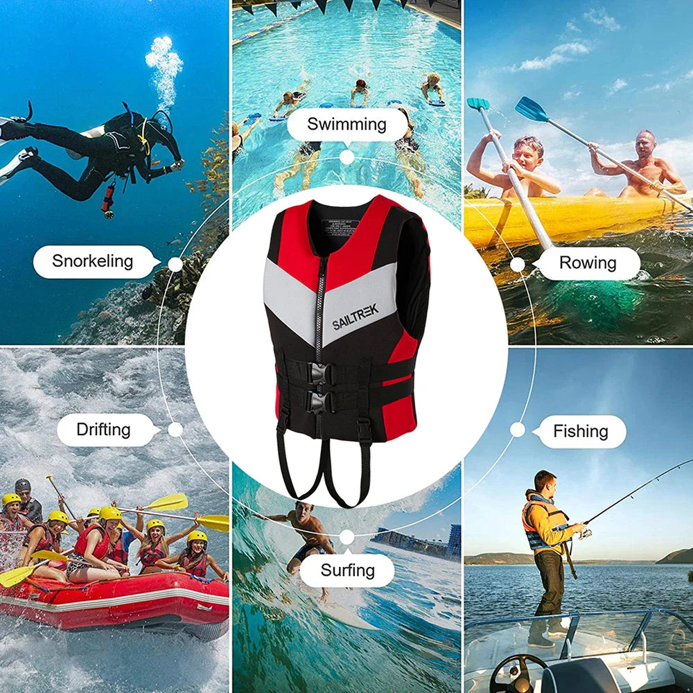 Adults Life Jacket Neoprene Safety Life Vest Water Sports Fishing Water Ski Vest Kayaking Boating Swimming Drifting Safety Vest