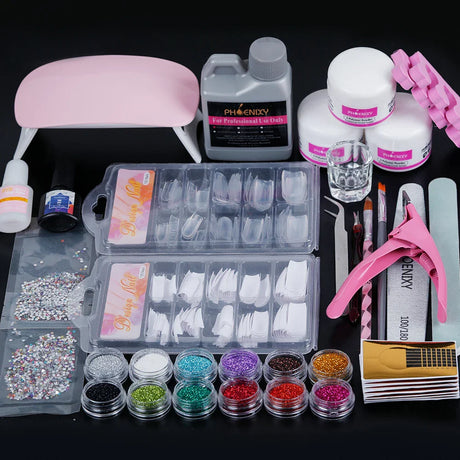 Acrylic Powder Set Nail Extension Set Nail Tips All For Manicure Nail Art Decorations Tools Nail Kit Professional Set For Nails