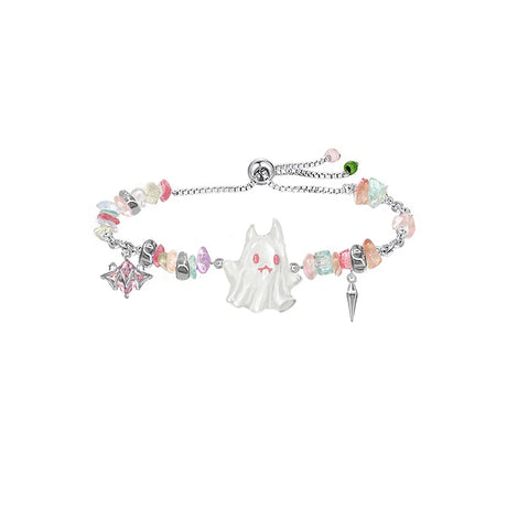 MASW Original Design Lovely Style Colorful Irregular Bead Cute Ghost Charm Bracelet For Women Gift Jewelry Hollow`s Day Gift