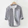 Summer and Spring New Pure Linen Three-quarter Sleeve Cargo Shirts for Men Fresh Thin Loose Men Clothing GD-1808