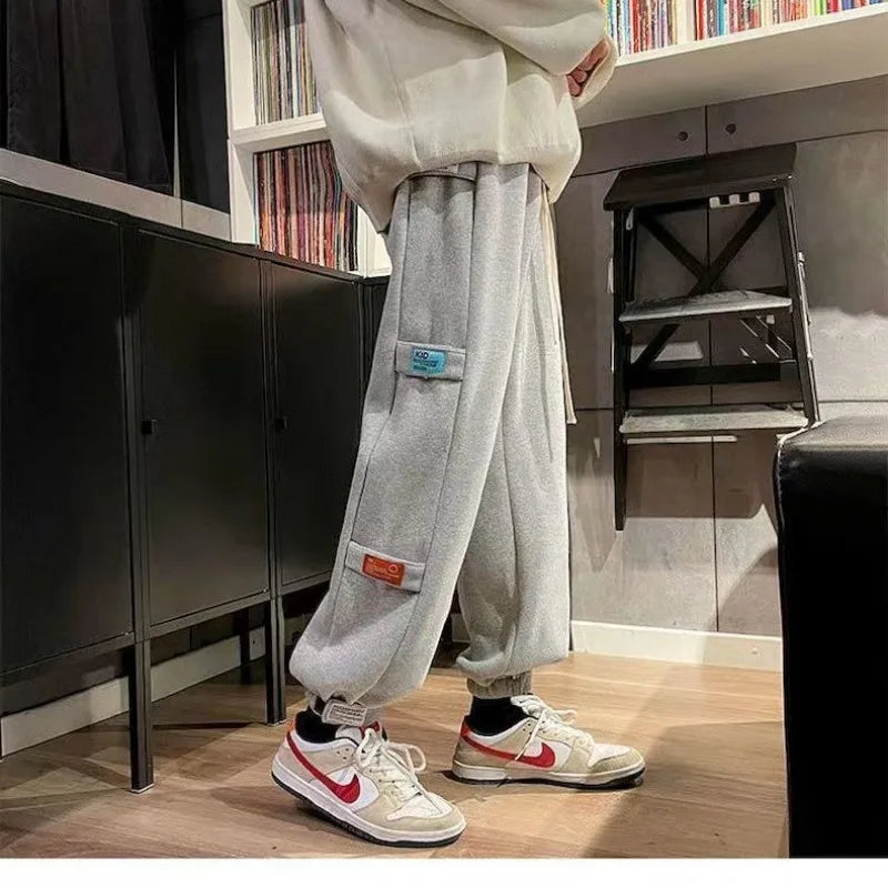 Men Sweatpants Casual Baggy Pants Button Down Pants Streetwear Hip Hop Men Clothing Trousers Solid New