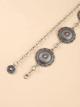 Fashion Antique Silver Alloy Western Floral Circle Conchos Women`s Chain Belt