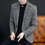 The new autumn and winter Korean version of the fashion grid single west coat comfortable business leisure suit men