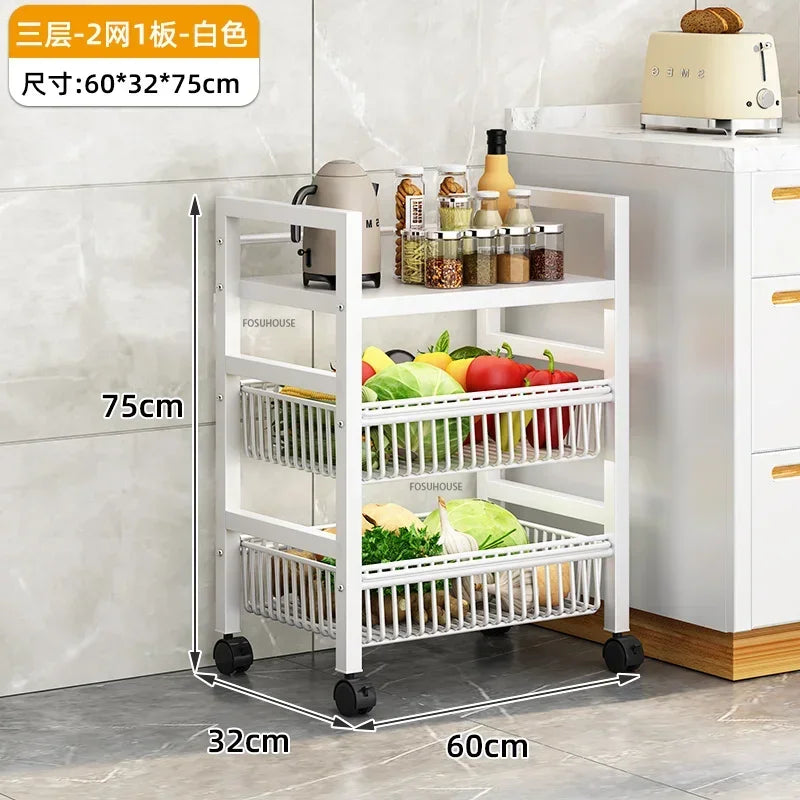 Home Kitchen Trolley Multifunction Oven Microwave Cart Moving Floor Fruit Vegetable Storage Cart Kitchen Island Trolley Cart Z