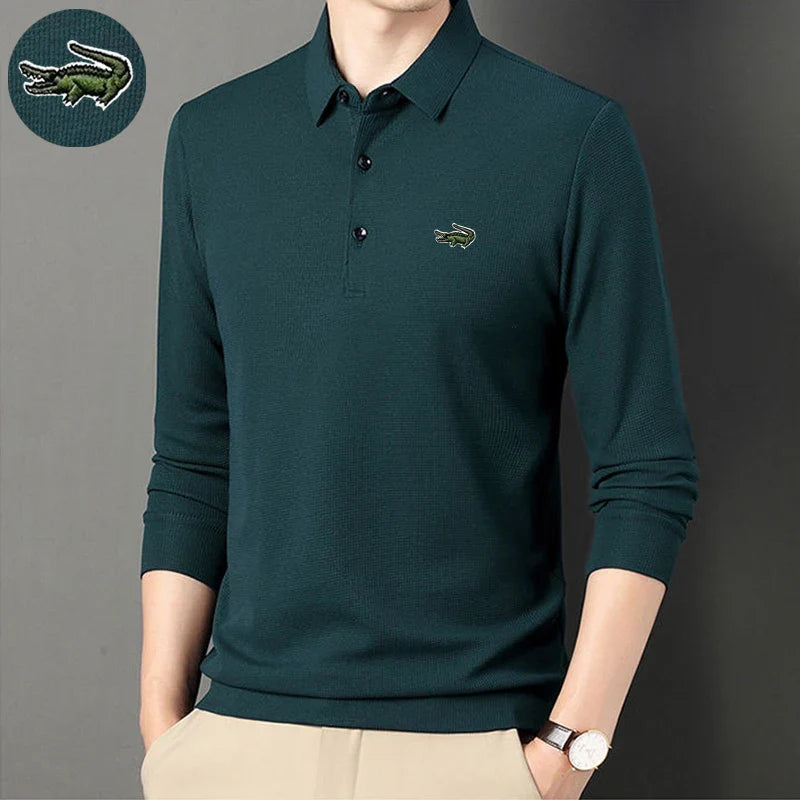 New Summer Brand Embroidered Polo Shirt Men Hot High Quality Men's Long Sleeve Breathable Top Business Casual Polo-shirt for Men