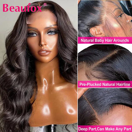 Beaufox Lace Front Human Hair Wigs For Women Brazilian Body Wave Lace Frontal Wigs Glueless Human Hair Wigs 4x4 Lace Closure Wig