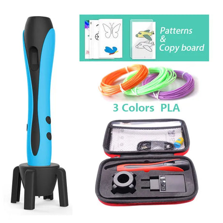 Versatile 3D Printing Pen Set with 20 Vibrant Filament Colors, Free Pattern Templates, and Travel Case