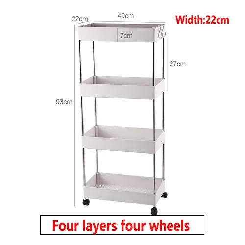 Kitchen Small Gap Storage Rack Four-story Kitchen Narrow Cabinet Living Room Floor Partition Frame Home Bathroom Cabinet