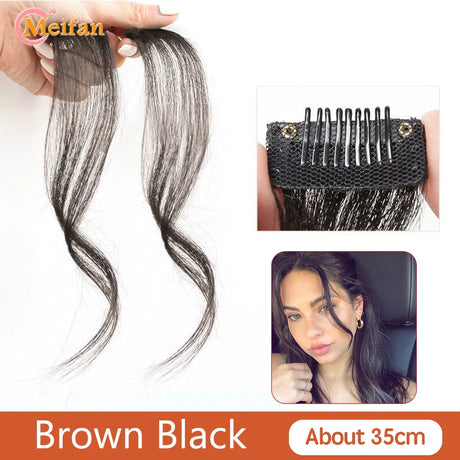 MEIFAN Synthetic False Bangs Clip-In Bangs Extension Natural Neat Fake Fringe Topper Hairpiece Invisible Clourse Hairpieces