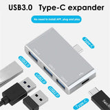 USB 3.0 Type C Hub 4 In 1 Multi -port Docking Station Splitter Mini Zinc Alloy USB 3.0 Hub High Speed Adapter For PC Laptop