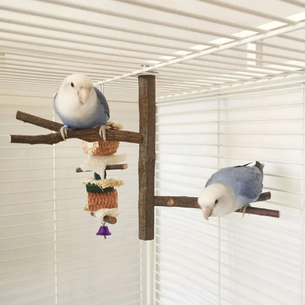 Bird Parrot Perch Stand Cage Toy Standing Toys Parakeet Wood Training Play Grinding Accessories Playground Tree Cockatiel Bite