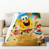 S-SpongeBobs Cartoon Sofa Blankets & Throws Fluffy Soft Blankets for Bed Child Blanket Furry Throw Double Decorative Anime Kid's