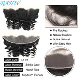 12A Peruvian Loose Wave Bundles With 13x4 Lace Frontal Virgin Human Hair Bundles With Lace Frontal Natural Color Hair Extensions