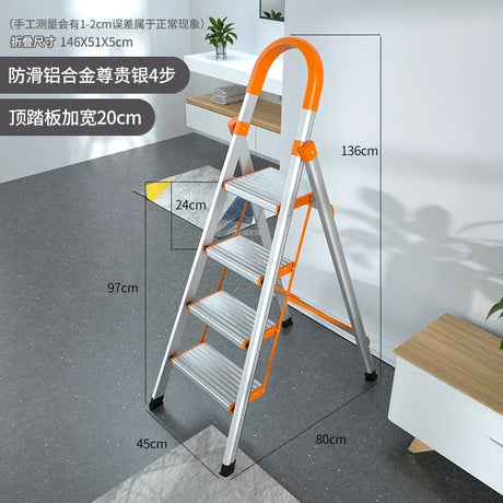 Home Indoor Portable Stairs Modern Telescopic Step Stools Folding Aluminum Ladder Kitchen Multi-function Herringbone Step Ladder