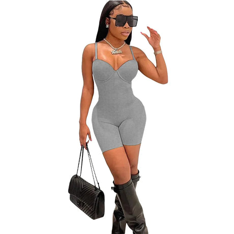 European American style 2023 summer women's new sexy low cut suspender high waisted slim fit buttocks jumpsuit shorts for women