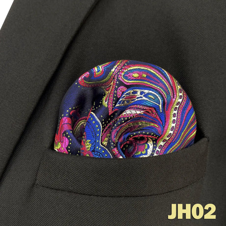 Blue Floral Paisley Mens Pocket Square Classic Silk Purple Hanky Business Fashion Handkerchief Wedding