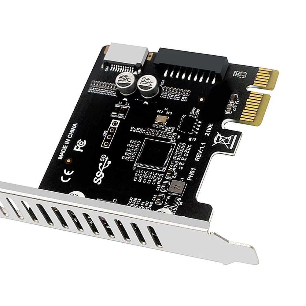 PC PCI-E To USB 3.0 PCIE Expansion Controller Card 19PIN PCI-E To USB 3.0 Type C Front Panel Adapter