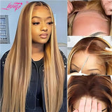 Highlight Glueless Wig Human Hair Ready To Wear 13x4 Straight Lace Frontal Wig Human Hair Transparent Lace Front Wigs For Women