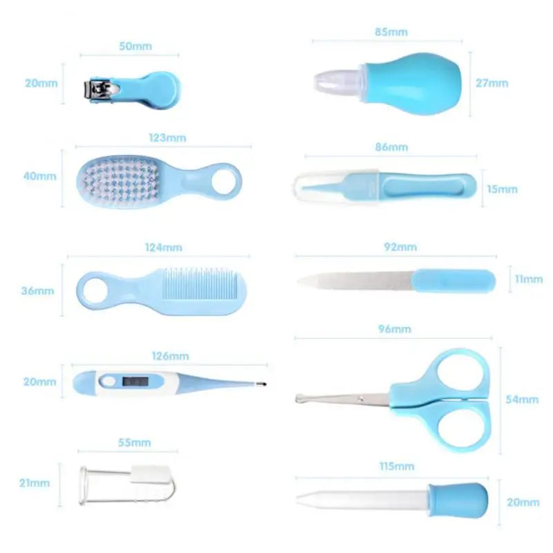 1~8PCS Nasal Aspirator Without Sharp Corners Newborn Infant Care Nail Clipper Set Round Head File Blue Baby Care