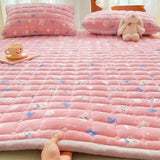 1pc Winter Milk Velvet Thickened Warm Bed Sheet Bedspread Single Double Soft Thin Fold Mattress Toppers Tatami Floor Quilted Mat