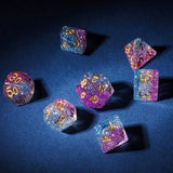 Cusdie 3 Layers Glitter Dice DND 7Pcs Resin D&D Dice D4 D6 D8 D10 D% D12 D20 Polyhedral Dice Set for Role Playing Table Games