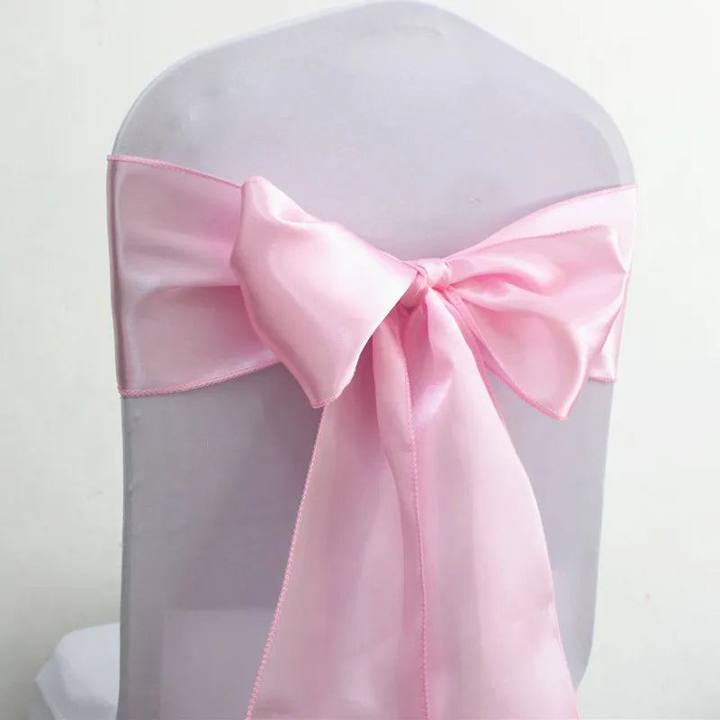 10/50/100pcs Satin Chair Sashes Wedding Chair Bow Knot Ribbon Tie For Party Hotel Event Banquet Birthday Decoration