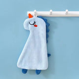 Coral Fleece Hangable Thicken Towel Cartoon Dinosaur Towel Cute Absorbent Hand Towels Cleaning Cloth Rag Handkerchief