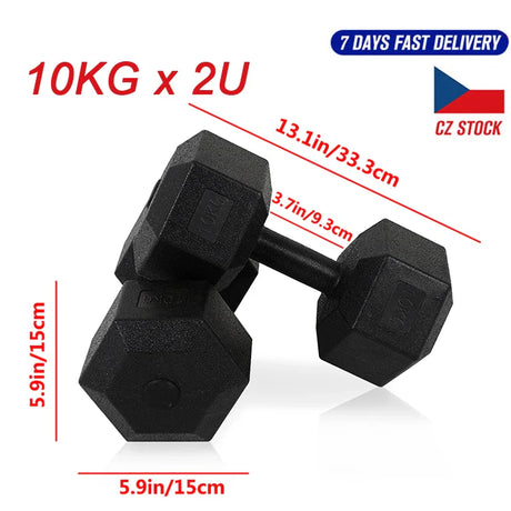 Hexagon Dumbbells Gym Weights for Exercise Dumbbell Gym Equipment Fitness Equipment 5-10kg Set of 2 Units US EU Stock