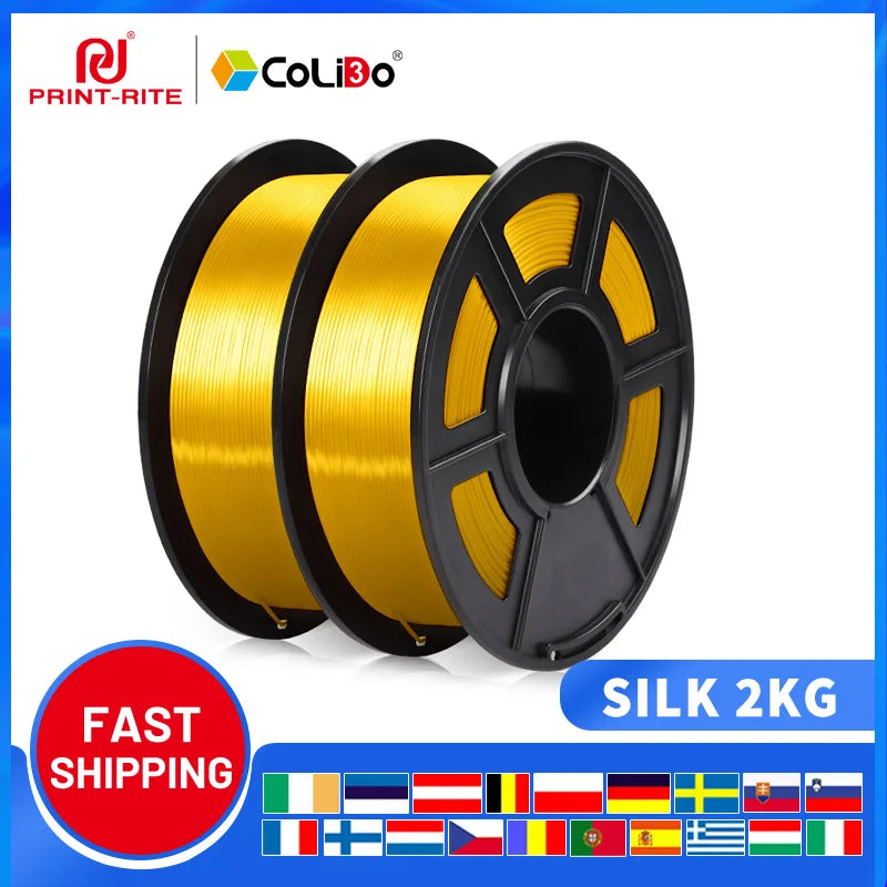 2KG PLA SILK Filament 1.75mm PLA Plus SILK 3D Printer Filament Print-rite CoLiDo High Gloss 3D Printing Materials