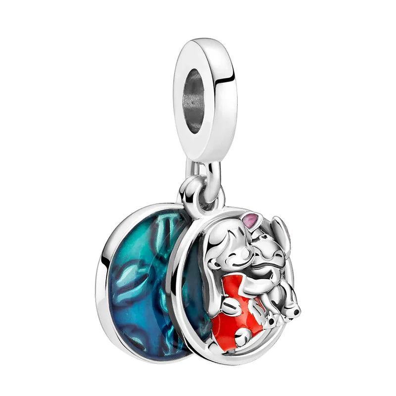 Disney Blue Enamel Ice Snow Olaf Pendant Fit Pandora Charms Bracelet Women Cartoon Anime Frozen Snowman Beads for Jewelry Making