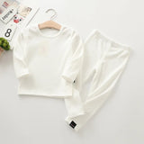 Spring Autumn Fall Winter Boys Girls Kids Cotton Clothes Set Rib Fabric Shirt + Pants Children Loungewear