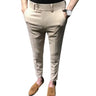 Trendy Men Ninth Pants Slim Fit Ninth Trousers Office Pockets Wear-resistant Zip Up Ninth Suit Pants