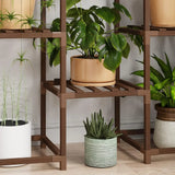 Whonline Plant Stand Indoor, Large Outdoor Rack with 6 Tiers and 13 Potted Holders, Wood Tiered Tall Shelves for Multiple Plants